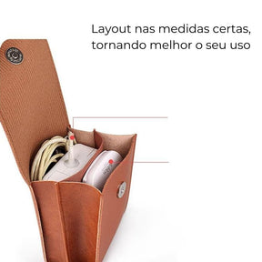 Estojo Para Carregador E Mouse Premium Em Couro Zimoon